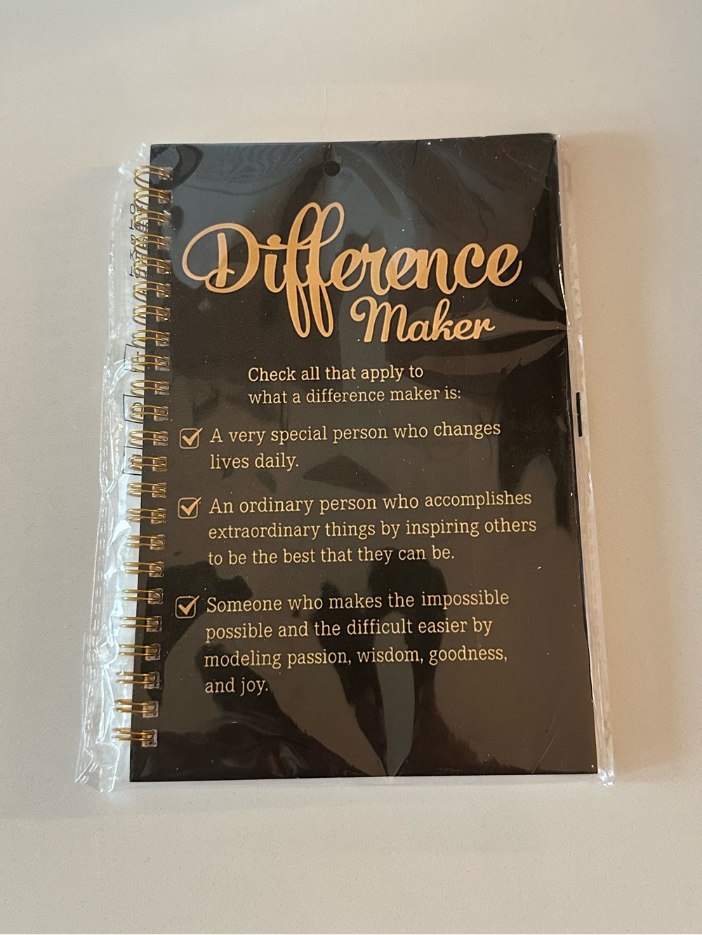Difference Maker Spiral Notebook - Black and Gold